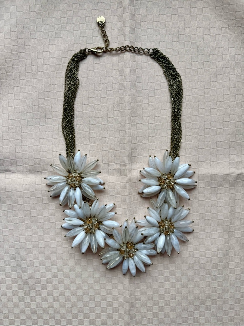 2010s Millennial White Floral Statement Necklace